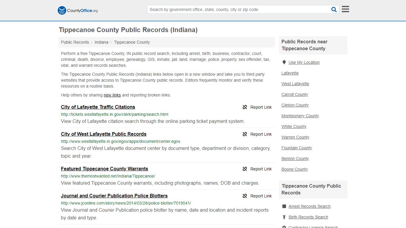Public Records - Tippecanoe County, IN (Business, Criminal ...
